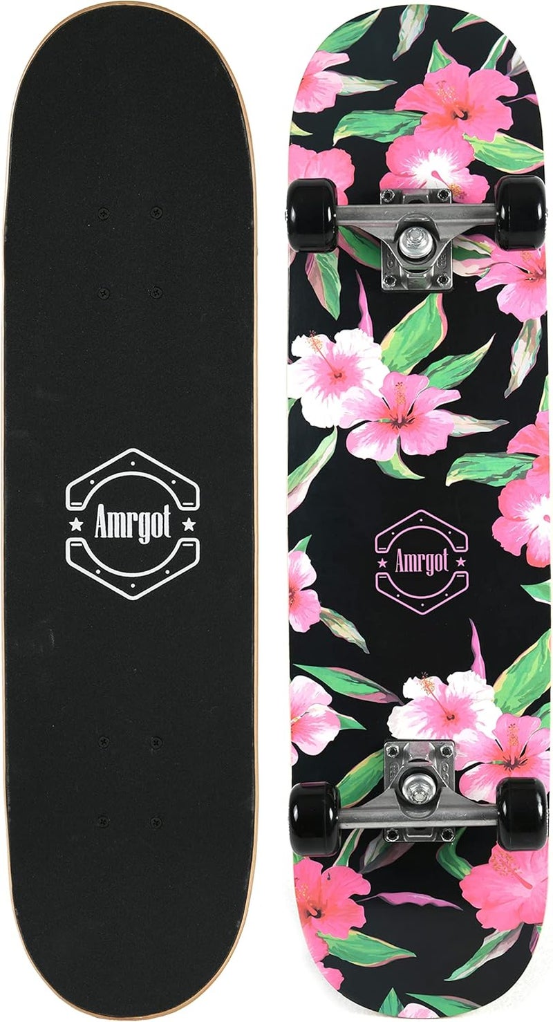 Amrgot Skateboards for Beginners,31 * 8 inches Complete Skateboards for Kids,Boys,Girls and Adults,7 Layer Maple Wood,Double Kick Deck Concave Standard and Tricks Skateboard - Image 1